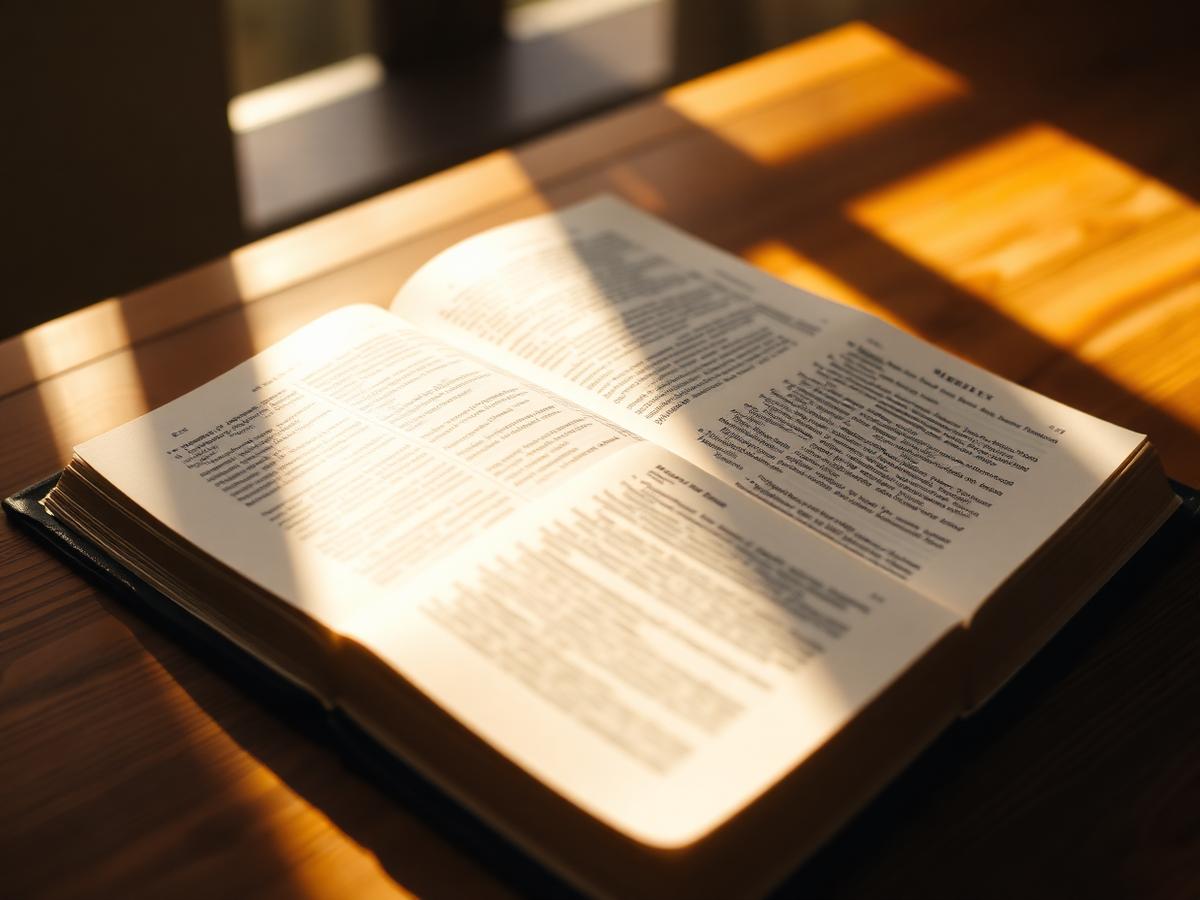 Biblia abierta con luz cálida